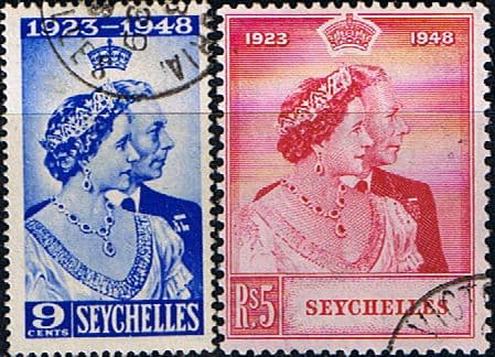 Seychelles 1948 King George VI Royal Silver Wedding Set Fine Used