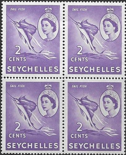 Seychelles 1954 Queen Elizabeth II SG 174 Fine Mint Block of 4