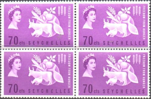 Seychelles 1963 Freedom From Hunger Fine Mint Block of 4