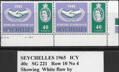Seychelles 1965 International Co-operation Year SG 219 Error Pair Fine Mint