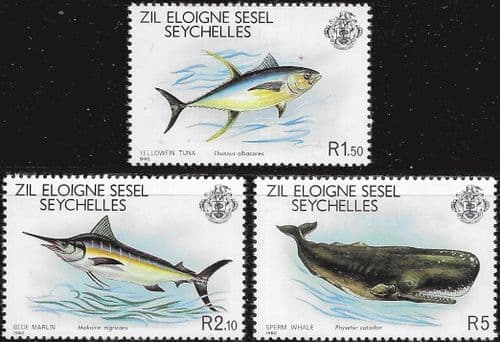 Seychelles Zil Eloigne Sesel 1980 Marine Life Set Fine Mint