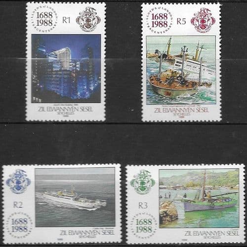 Seychelles Zil Eloigne Sesel 1988 300th Anniversary of Lloyd's of London Set Fine Mint