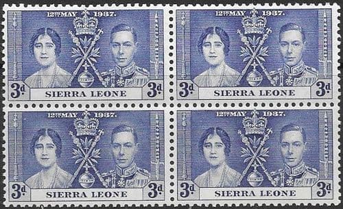 Sierra Leone 1937 Coronation SG 187 Block of 4 Fine Mint