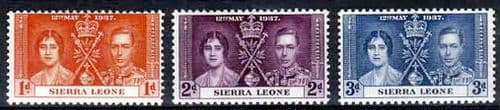 Sierra Leone 1937 King George VI Coronation Set Fine Mint