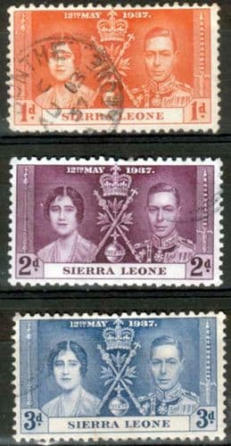 Sierra Leone 1937 King George VI Coronation Set Fine Used