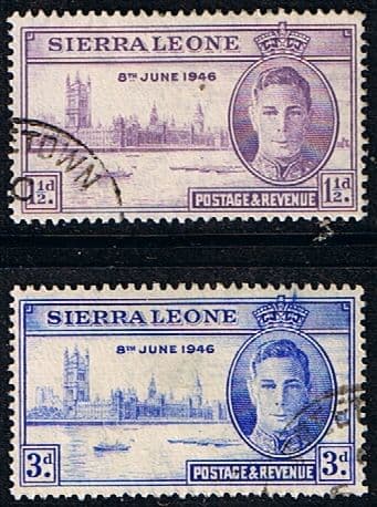 Sierra Leone 1946 King George VI Victory Set Fine Used