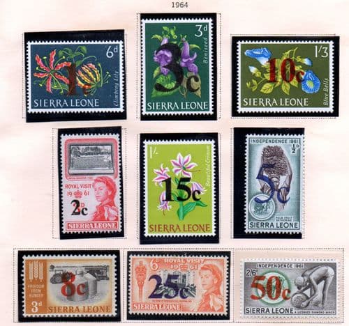 Sierra Leone 1964 Surcharges Set Fine Mint