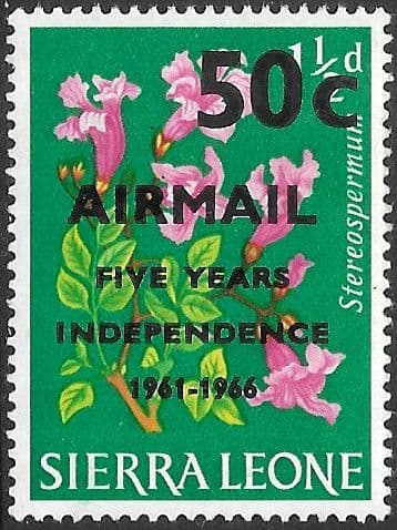 Sierra Leone 1966 Fifth Anniversary of Independence Surch SG 396 Fine Used