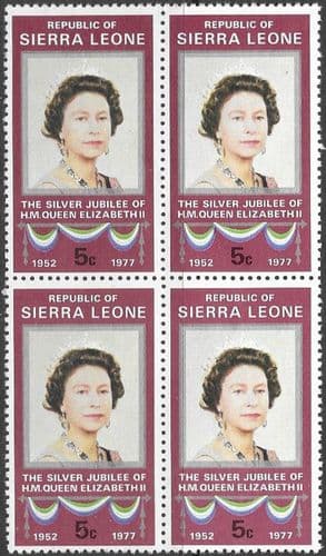 Sierra Leone 1977 Royal Silver Jubilee Block of 4 SG 597 Fine Mint