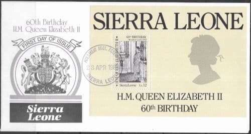 Sierra Leone 1986 Queen Elziabeth 60th Birthday Miniature Sheet First Day Cover