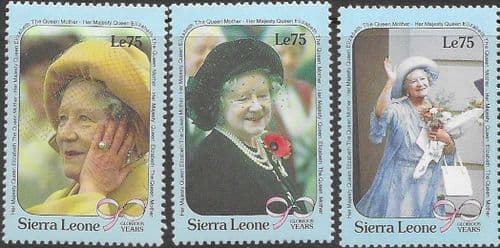 Sierra Leone 1990 Queen Mother 90th Birthday Set Fine Mint