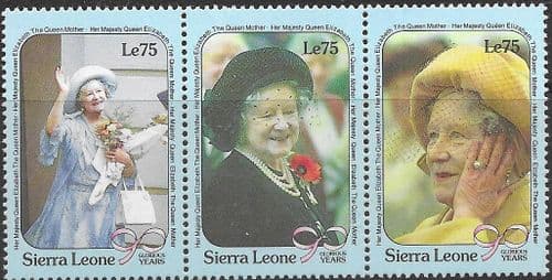 Sierra Leone 1990 Queen Mother 90th Birthday SStrip Fine Mint