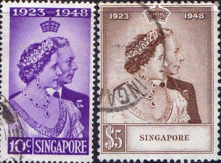 Singapore 1948 King George VI Royal Silver Wedding Set Fine Used