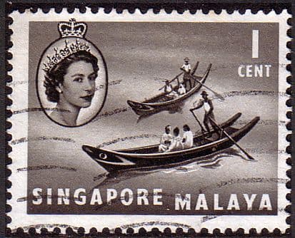 Singapore 1955 Queen Elizabeth SG 38 Boat Fine Used