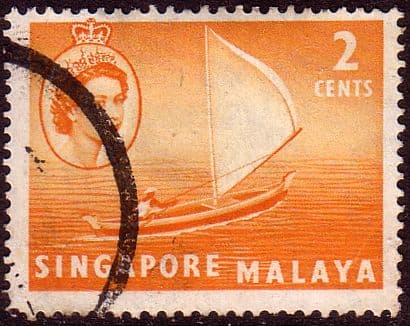 Singapore 1955 Queen Elizabeth SG 39 Boat Fine Used