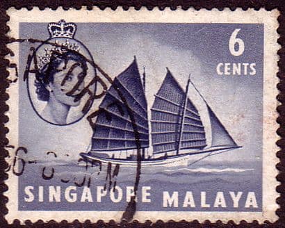 Singapore 1955 Queen Elizabeth SG 42 Boat Fine Used