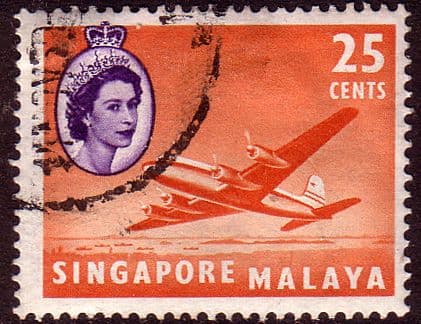 Singapore 1955 Queen Elizabeth SG 47 Plane Fine Used