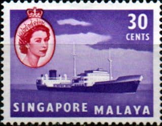 Singapore 1955 Queen Elizabeth SG 48 Boat Fine Mint