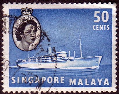 Singapore 1955 Queen Elizabeth SG 49 Boat Fine Used