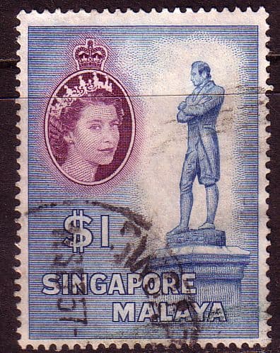 Singapore 1955 Queen Elizabeth SG 50 Raffles Statue Fine Used