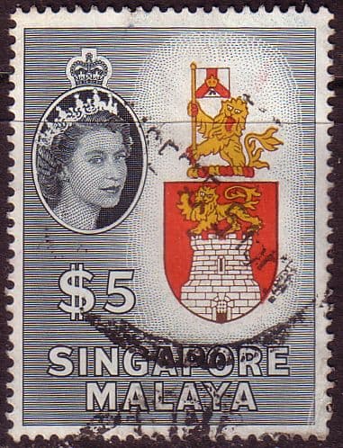 Singapore 1955 Queen Elizabeth SG 52 Coat of Arms Fine Used