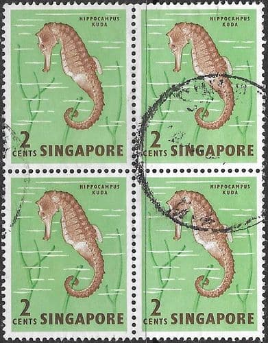 Singapore 1962 Seahorse Block of 4 SG 64 Fine Used