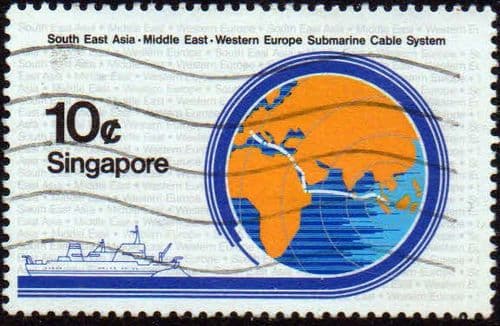 Singapore 1986 Submarine Cable Project SG 535 Fine Used
