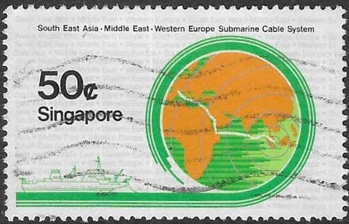 Singapore 1986 Submarine Cable Project SG 537 Fine Used