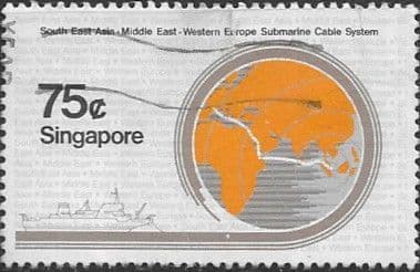 Singapore 1986 Submarine Cable Project SG 538 Fine Used