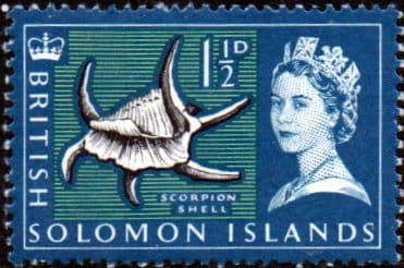 Solomon Island 1965 Scorpian Shell SG 114 Fine Mint