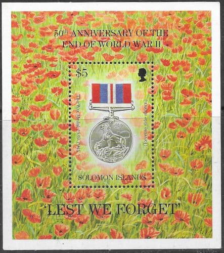 Solomon Island 1995 End of Second World War Miniature Sheet Fine Mint