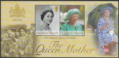 Solomon Island 2002 Queen Mothers Commemoration Miniature Sheet Fine Mint