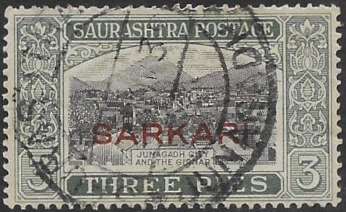 Soruth 1929 Inscr 'POSTAGE' optd SARKARI SG O1 Fine Used