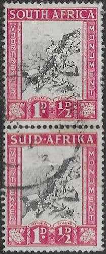 South Africa 1933 Voortrekker Memorial Fund SG 51 Vertical Pair Fine Used