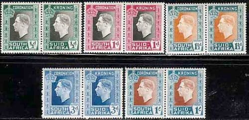 South Africa 1937 King George VI Coronation Set Fine Mint