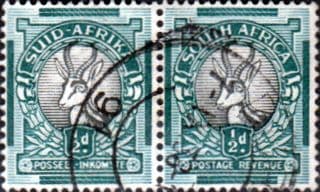South Africa 1937 Springbok SG 75cd Pair Fine Used