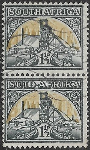 South Africa 1941 Gold Mine SG 87 Vertical Pair Fine Used