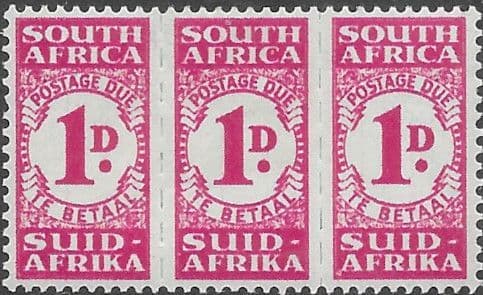 South Africa 1943 Postage Due SG D31 Fine Mint Strip