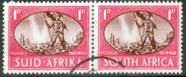 South Africa 1946 King George VI Victory SG 108 Horizontal Pair Fine Used
