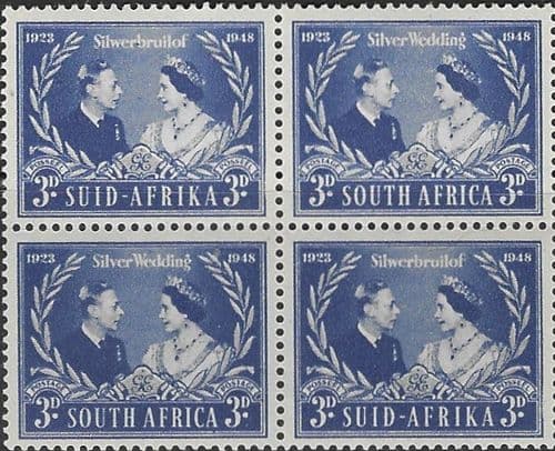 South Africa 1948 King George VI Royal Silver Wedding SG 125 Block of 4 Fine Mint