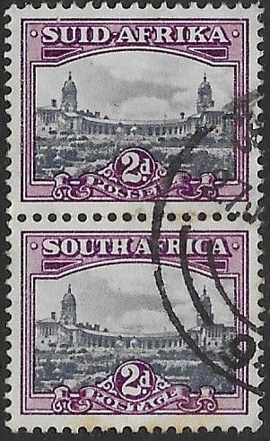 South Africa 1950 Union Building Vertical Pair Fine Used