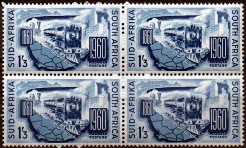 South Africa 1960 South African Railways Fine Mint Block of 4
