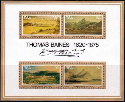 South Africa 1975 Thomas Baines Paintings Miniature Sheet Fine Mint