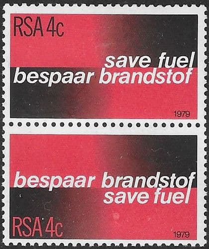 South Africa 1979 Fuel Conservation Se-tenant Vertical Pair Fine Mint