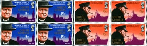 South Georgia 1974 Churchill Centenary Set Fine Mint Block of 4