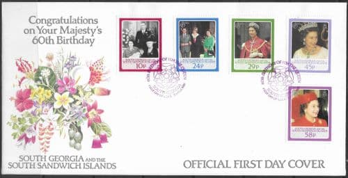 South Georgia 1986 Queen Elizabeth II 60th Birthday First Day Cover