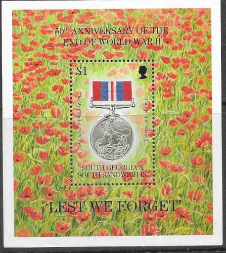 South Georgia 1995 End of Second World War Miniature Sheet Fine Mint