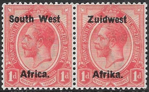 South West Africa 1923 King Geroge V Horizontal Pair SG 17 Fine Mint