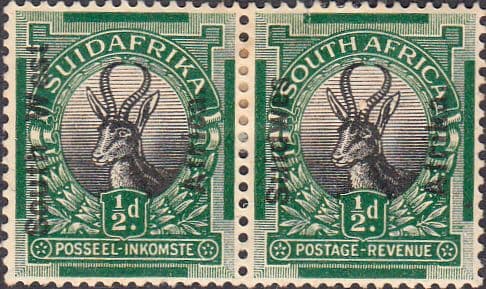 South West Africa 1926 Springboc Horizontal Pair SG 41 Fine Mint