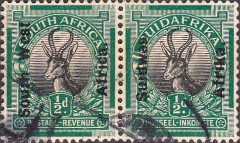 South West Africa 1926 Springboc Horizontal Pair SG 41 Fine Used